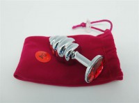 plug anale in metallo liscio magneta  swarovski trasparente ,lunghezza cm 8 diametro cm3